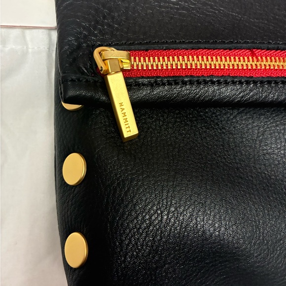Hammitt VIP Medium Black/Brushed Gold Red Zip - Picture 8 of 14